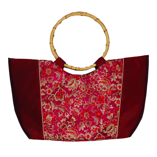 Tasche aus Seide mit Bambushenkel, Handtaschen, Asiatisch, 6811 - zum Schließen ins Bild klicken